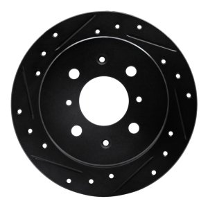 Acura Integra Brake Rotor (1) - Rear Left - R1 Concepts - Drilled & Slotted - Black - `88-`01